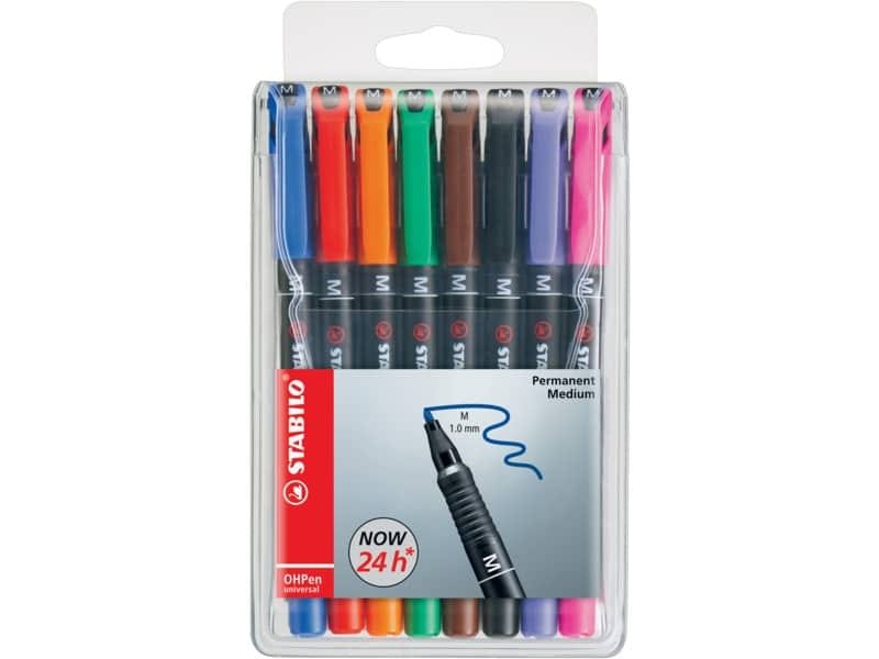 Penne Stabilo OHPen universal Medio (M) 1 mm assortiti astuccio da 8 – 843/8