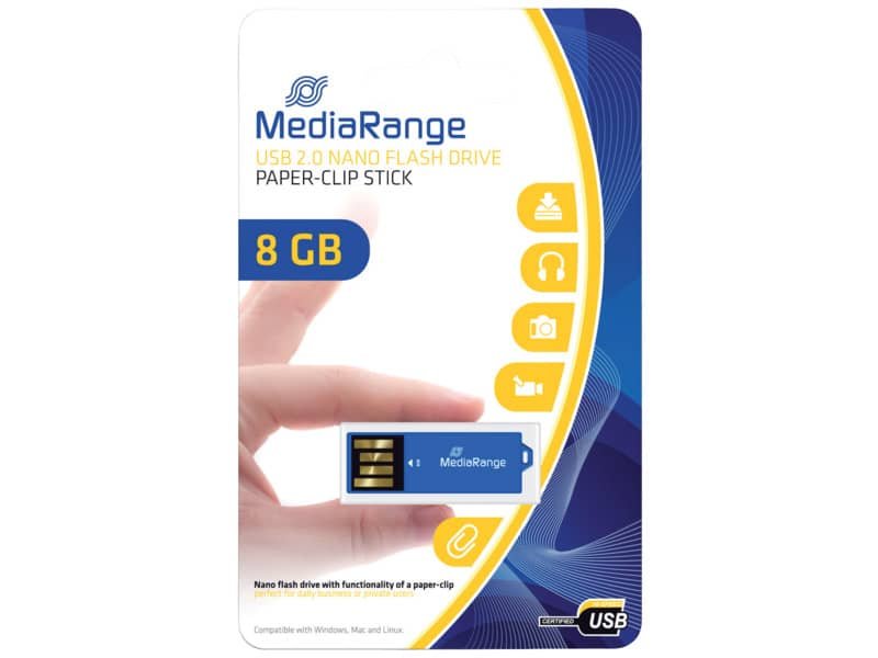 Chiavetta USB 2.0 nano – 8 Gb Media Range blu MR975