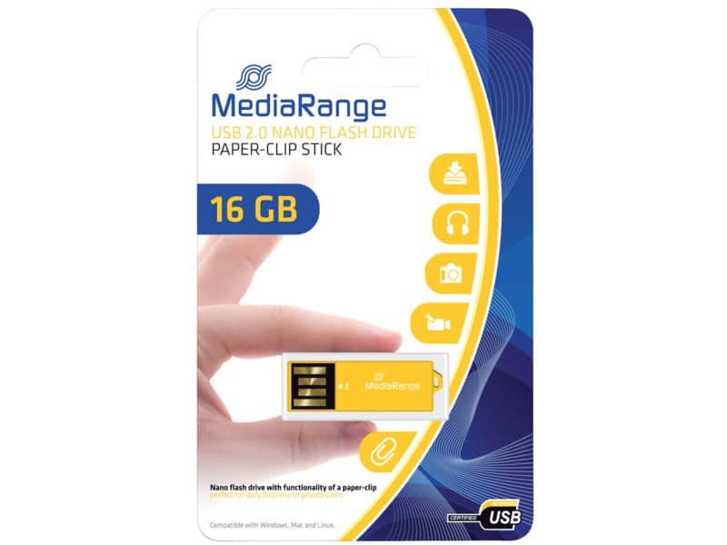 Chiavetta USB 2.0 nano – 16 Gb Media Range giallo MR976