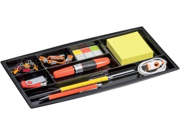 Organizer da cassetto CEP in polistirolo con 7 scomparti nero 34,4x18x2 cm - 1014940161