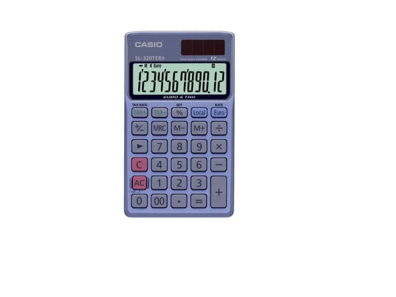 Calcolatrice tascabile CASIO 12 cifre – solare e batteria Blu Scuro – SL-320TER+-WA-EP