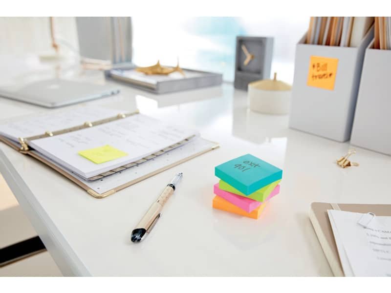 Foglietti riposizionabili Post-it© Super Sticky Miami 47,6×47,6 mm assortiti conf. 12 blocc. da 90 ff – 622-12SS-MIA