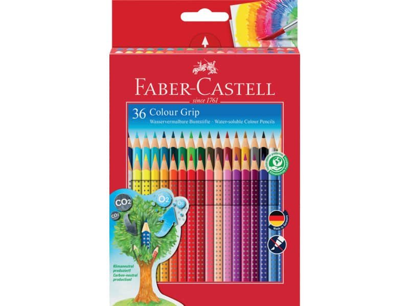 Matite colorate Faber-Castell Colour Grip astuccio di cartone – colori assortiti – conf. 36 pezzi – 112442