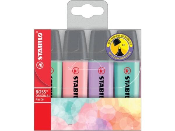 Evidenziatori Stabilo Boss Original Pastel 2-5 mm assortiti pastello astuccio da 4 - 70/4-2