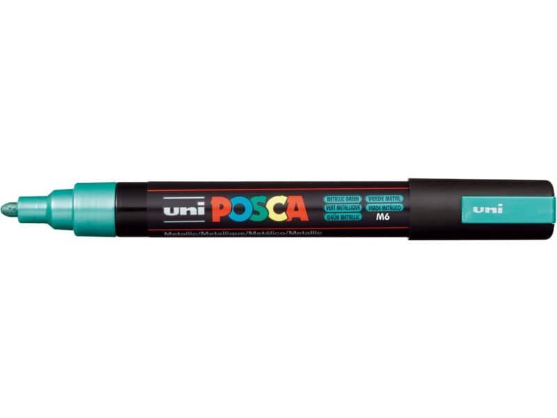 Marcatore a tempera Posca Uni-Ball punta tonda 1,8-2,5 mm verde metal PC5M VERDE METAL