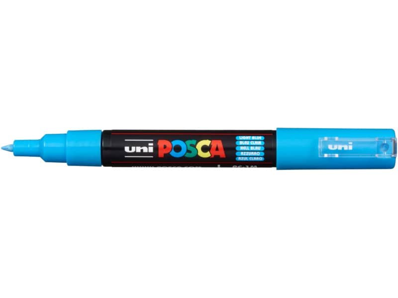 Marcatore Uni Posca punta extra fine colore azzurro PC1M-AZ