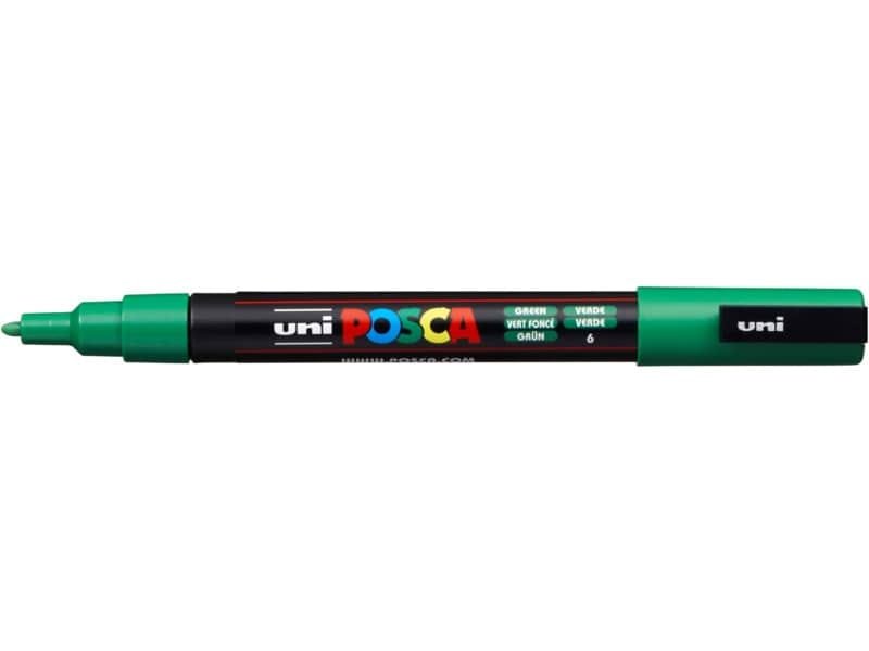 Marcatore a tempera POSCA Uni-Ball punta tonda 0,9-1,3 mm verde scuro M PC3M V