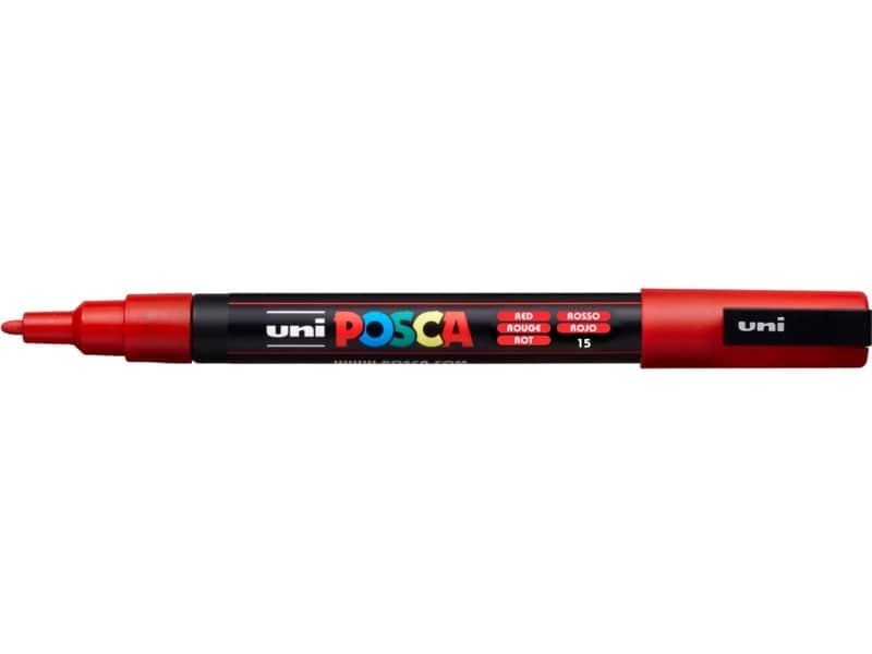 Marcatore a tempera POSCA Uni-Ball punta tonda 0,9-1,3 mm rosso M PC3M R