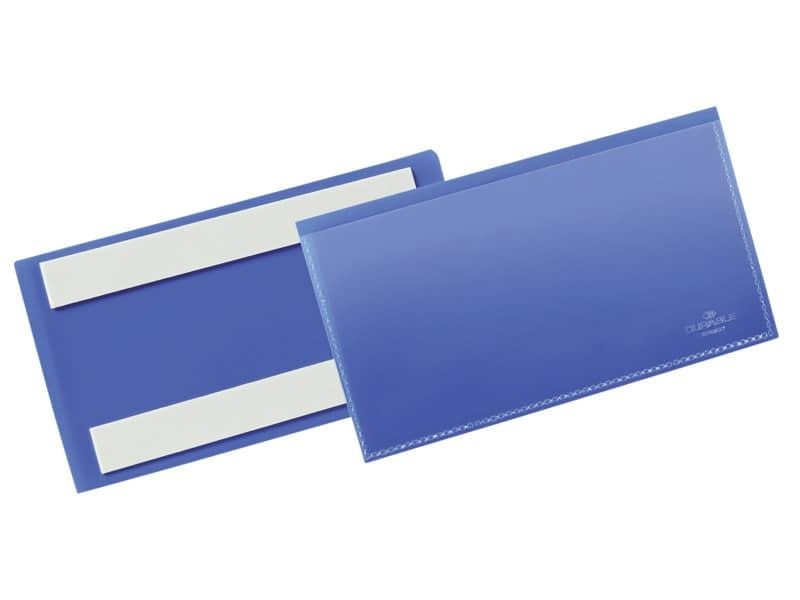 Tasche per identificazione Durable con bande adesive blu f.to esterno mm. 163x 83×1,7- inserto 150x67mm cf. 50 – 176207