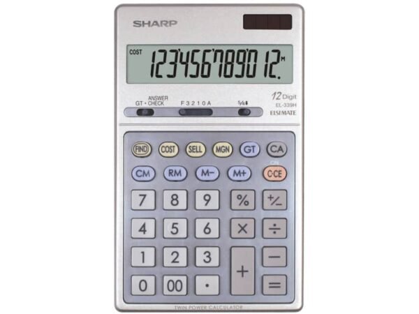 Calcolatrice da tavolo EL-339H  - display LCD a 12 cifre - solare o batteria Sharp grigio