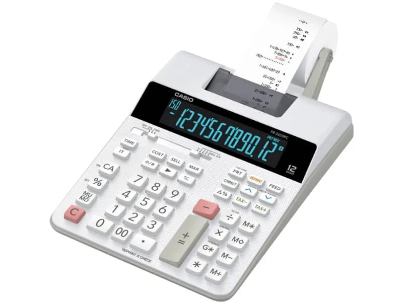 Calcolatrice scrivente Casio semi-professionale con alimentazione AC bianco – FR-2650RC-W-EC