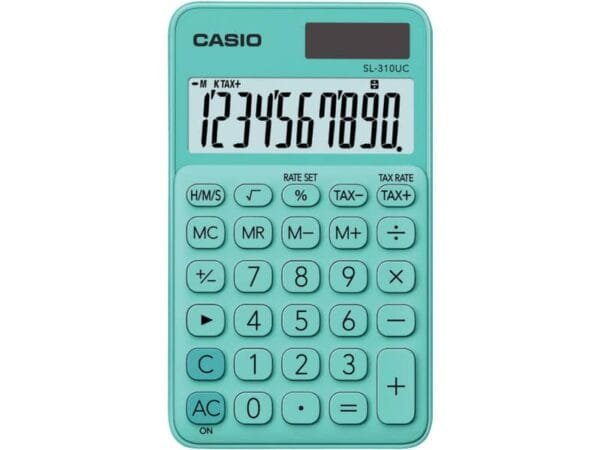 Calcolatrice tascabile CASIO 10 cifre - solare e batteria Verde - SL-310UC-GN-W-EC