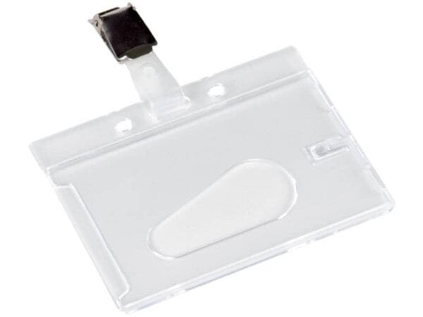 Portabadge Q-Connect 85x54 mm con clip - rigido - conf. da 10 - KF14148