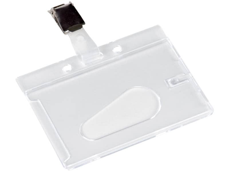 Portabadge Q-Connect 85×54 mm con clip – rigido – conf. da 10 – KF14148