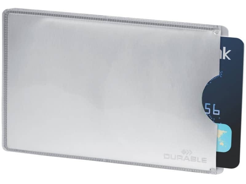 Tasca porta carte di credito DURABLE RFID SECURE argento metallizzato 54x86mm conf. 10 – 890023