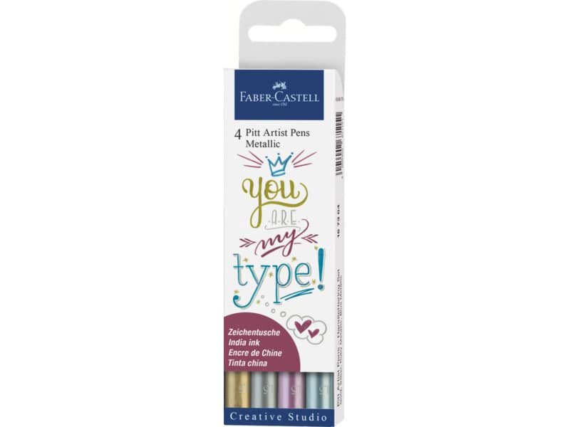 Penna inchiostro pigmentato Faber Castell Pitt Artist conf. 4 pezzi – Metallic – 167304