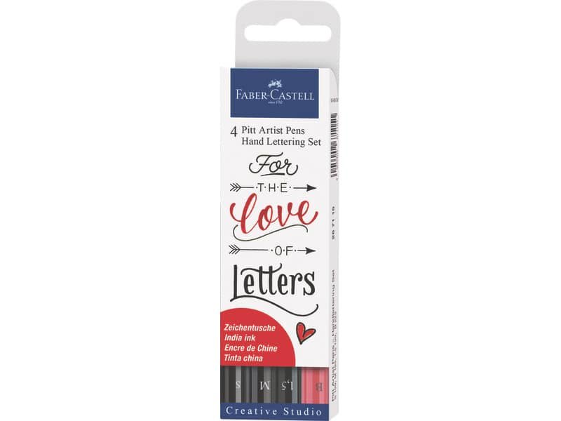 Penna inchiostro pigmentato Faber Castell Pitt Artist conf. 4 pezzi – hand lettering – 267115