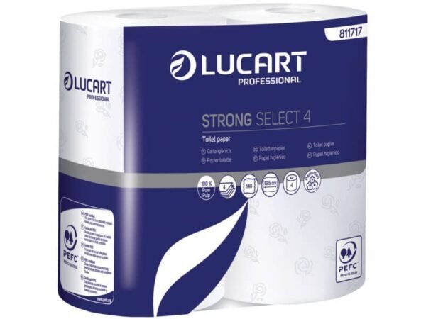 Carta igienica 4 veli Lucart Strong Elite - rotolo da 140 strappi 9,6x 13,5 cm bianco -  Conf. 4 rotoli - 811717