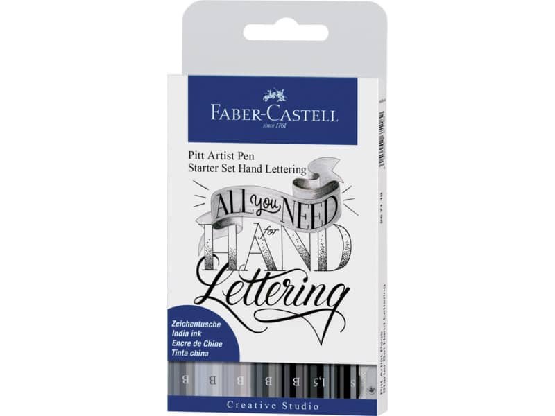 Penna inchiostro pigmentato Faber Castell Pitt Artist conf. 9 pezzi Faber-Castell Lettering starter set –