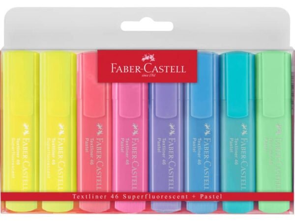 Evidenziatori Faber-Castell Textliner 46 Pastel 1-2-5 mm - colori assortiti - Conf. 8 pezziÿ- 154681