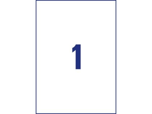 Etichette permanenti poliestere bianche Avery 210x297 mm - 1 et/foglio - stampanti inkjet - cf. 10 fogli J4775-10