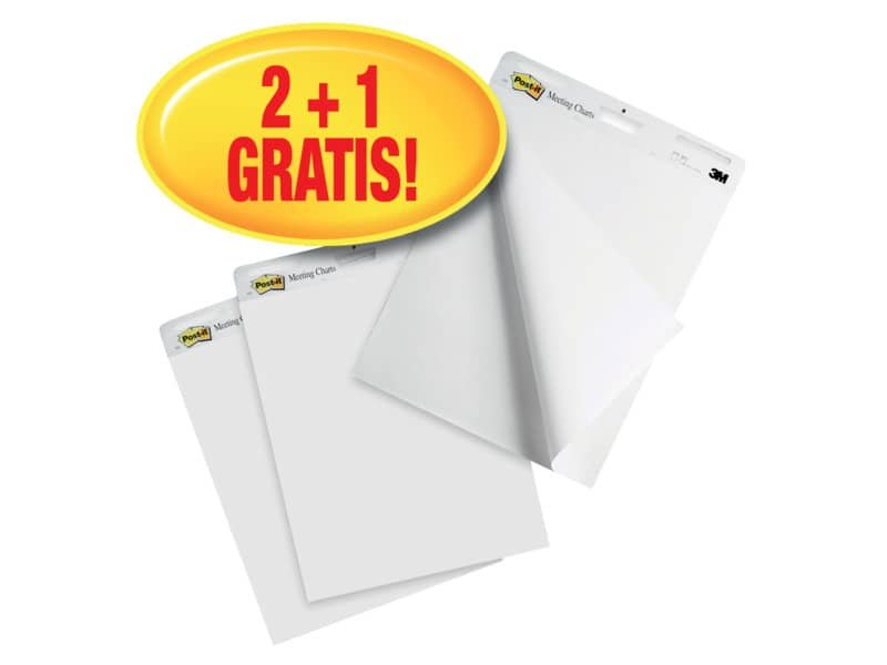 Blocchi lavagna Post-it© Meeting Chart bianco 63,5×77,5 cm 30 fogli Promo Pack 2+1 GRATIS – 7000081684