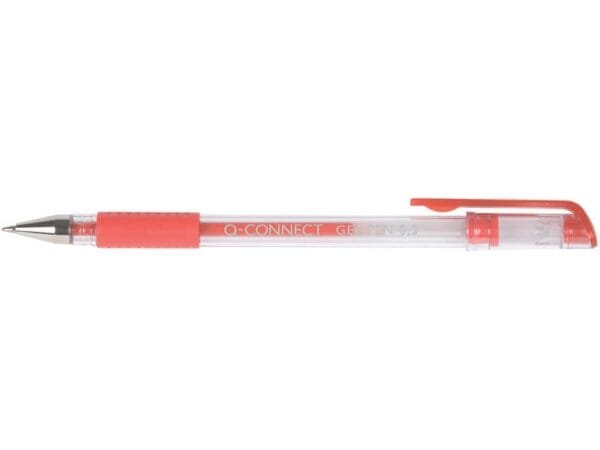 Penna a sfera inchiostro gel Q-Connect con cappuccio 0,5 mm rosso - conf. 10 pezzi - KF21718