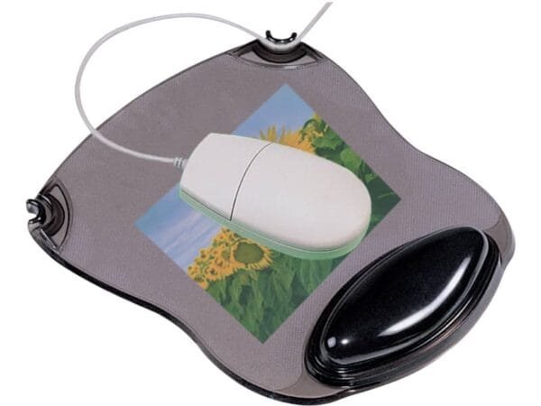Tappetino per mouse Q-Connect con poggiapolsi in gel 22x26x2,8 cm grigio trasparente - KF20084