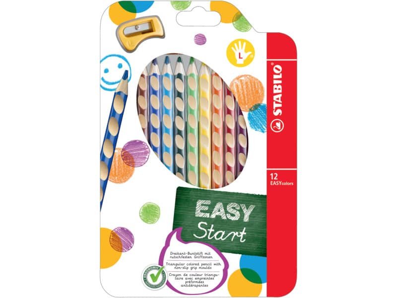 Matite colorate Stabilo EASYcolors per mancini assortiti astuccio da 12 – 331/12