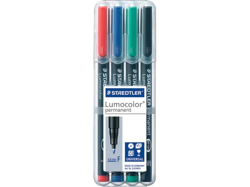 Penne a punta sintetica Staedtler Lumocolor permanent pen 318 F assortiti astuccio da 4 pezzi – 318 WP4