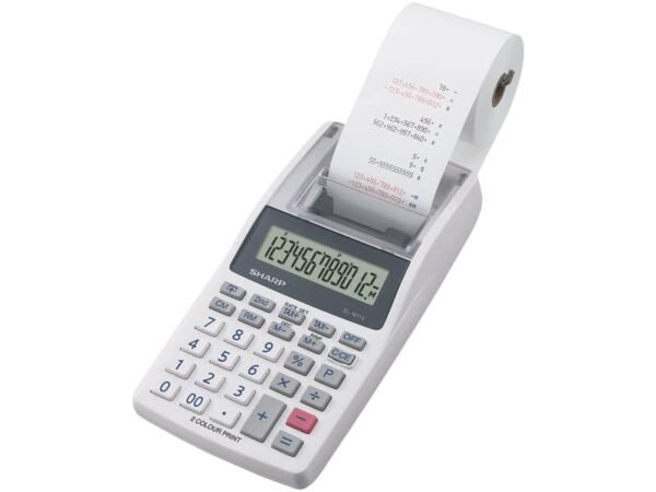 Calcolatrice scrivente mobile 12 cifre Sharp EL-1611V 2 colori di stampa doppia alimentazione grigia - SH-EL1611V