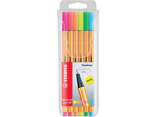 Fineliner Stabilo Point 88© 0,4 mm conf. 6 colori assortiti Neon 88/06-1  -18