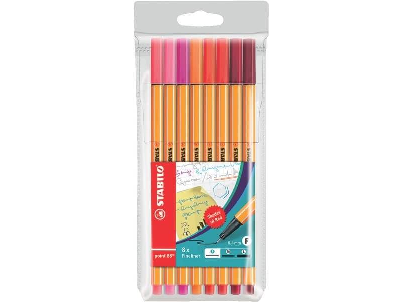 Fineliner Stabilo Point 88© 0,4 mm conf. 8 colori caldi 88/8-02