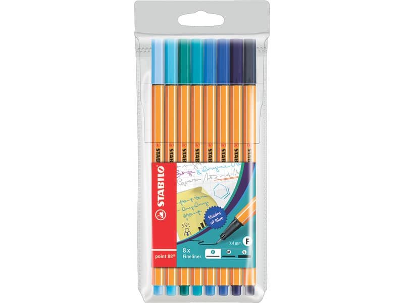 Fineliner Stabilo Point 88© 0,4 mm conf. 8 tonalit… di blu – 88/8-03