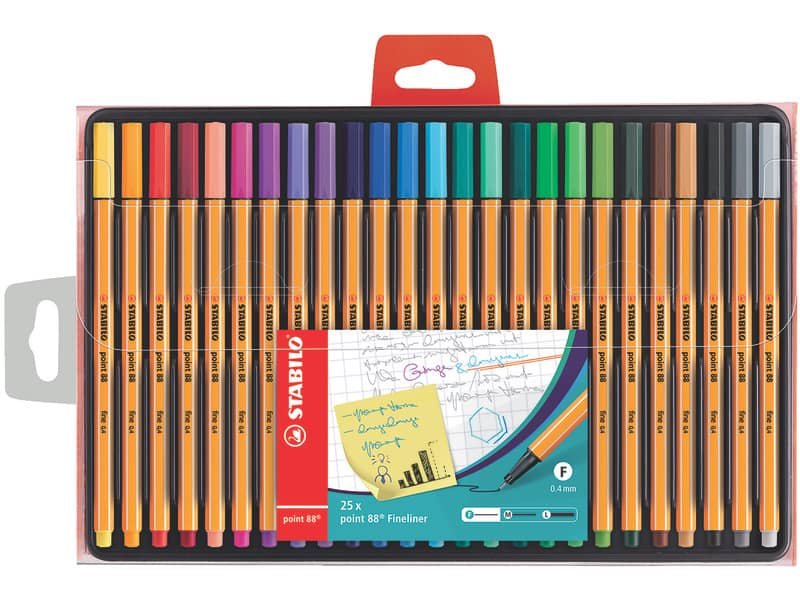 Fineliner Stabilo Point 88© 0,4 mm conf. 25 colori assortiti 8825-1