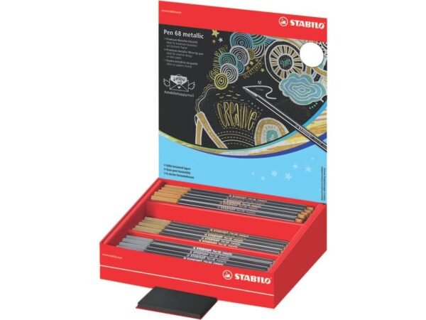 Display da banco Stabilo Pen 68 metallic - 60 pezzi - colori assortiti 68/60-8-1