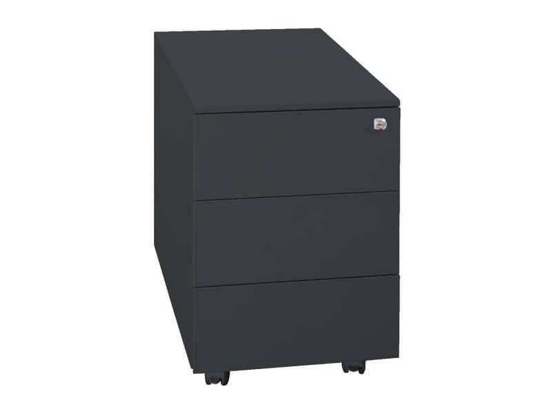 Cassettiera in metallo KUBO 3 con ruote – 40x59x54 cm nero 3903 N