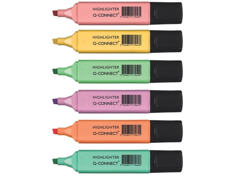 Evidenziatori Pastel Q-Connect 1,5-2 mm assortiti conf. 6 pezzi – KF17963