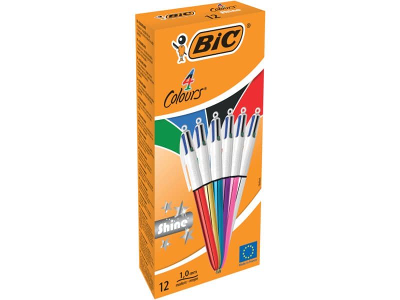 Penna a sfera a scatto BIC 4 Colours Shine fusti assortiti – M 1 mm assortiti 964775