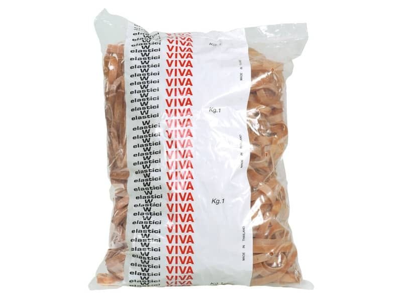 Fettucce Elastiche Viva in busta in gomma naturale tabacco 100×8 mm conf.1000 gr – G8x100