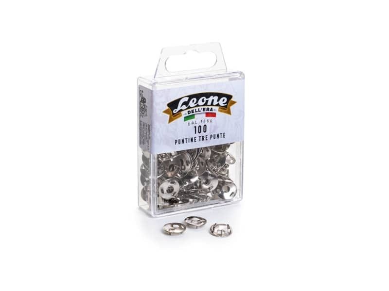 Puntine a 3 punte Leone Dell’Era temperate nichelato diametro testa 12 mm scatola da 100 pz. – AP3P