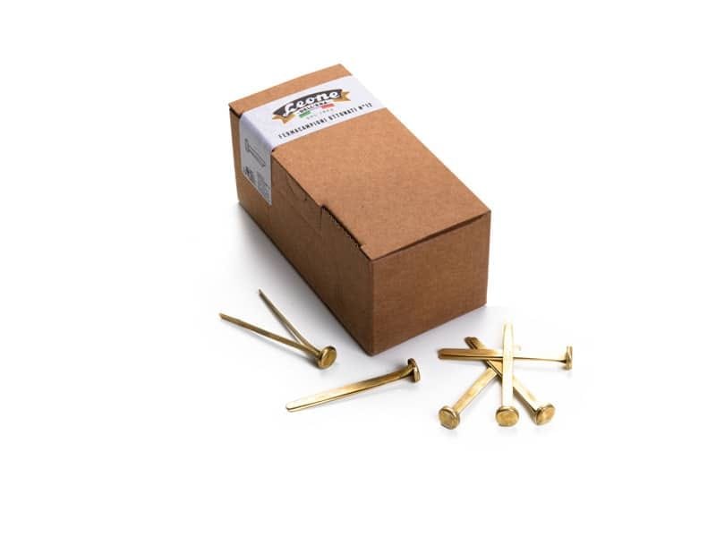 Fermacampioni Leone Dell’Era in acciaio testa bombata N. 12 70 mm ottone scatola da 100 pz. – FC12