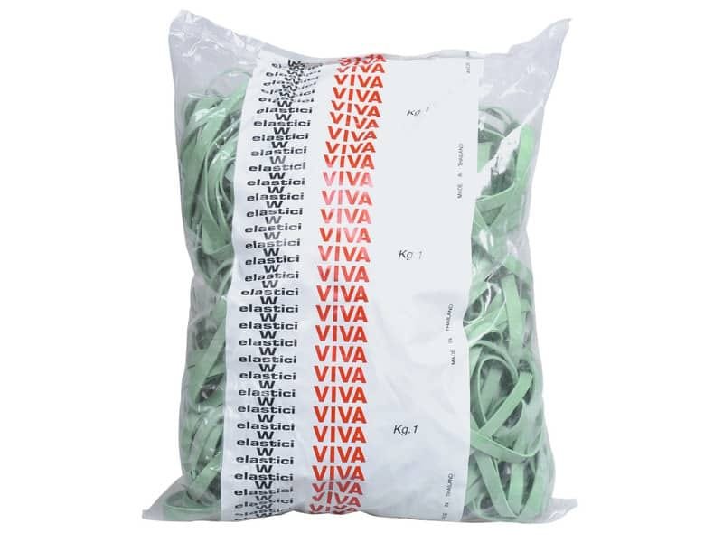 Fettucce Elastiche Viva in busta in gomma naturale verde 120×8 mm conf.1000 gr – F8X120