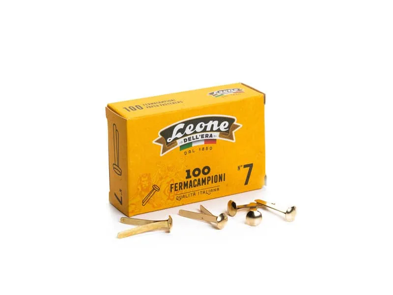 Fermacampioni Leone Dell’Era in acciaio testa bombata N.7 31 mm ottone scatola da 100 pz. – FC7