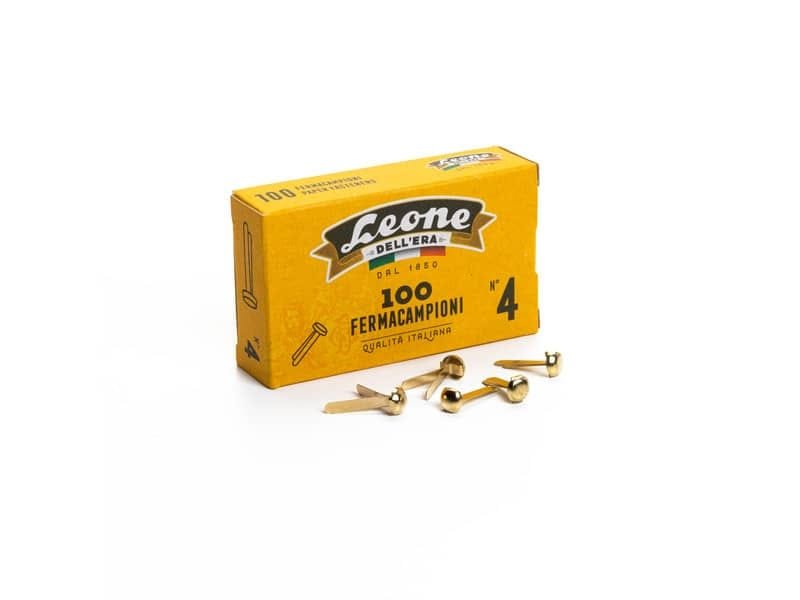 Fermacampioni Leone Dell’Era in acciaio testabombata N.4 20 mm ottone scatola da 100 pz. – FC4