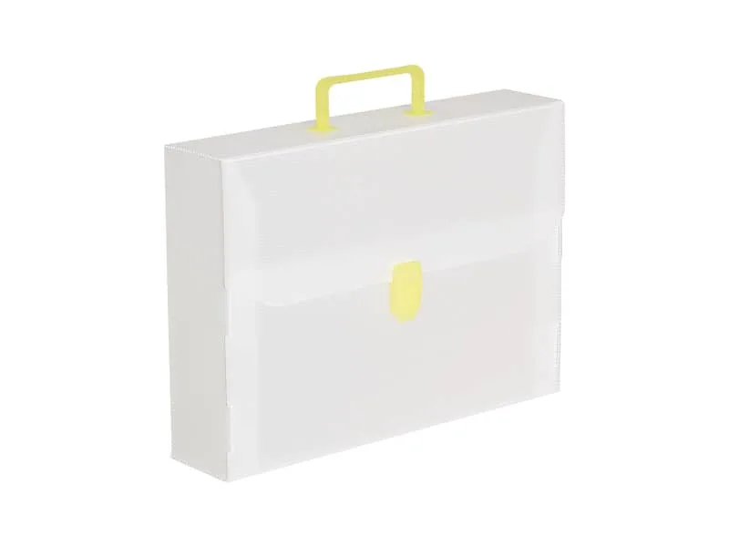 Valigetta portadocumenti Favorit a una chiusura polionda cannettato bianco trasparente 27×38 cm dorso 8 cm – EURO8T