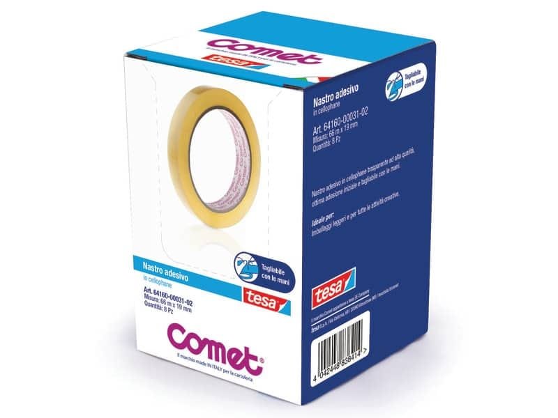 Nastri adesivi trasparenti Comet CELLO 64-160 cellophane 19 mm x 66 m conf. 8 pezzi – 64160-00031-02
