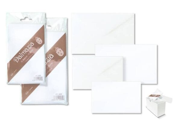 Biglietti con busta Ellebi - Sadoch Dalmazia ''formato 4'' 7,5x11 cm bianco Conf. 10 pezzi - 8034