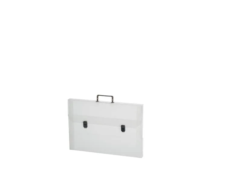 Valigetta portadisegni Favorit a due chiusure polionda cannettato bianco trasparente 52×73 cm dorso 3 cm – ECO3T