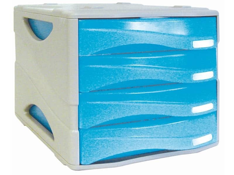 Cassettiera 4 cassetti ARDA Smile polistirolo antiurto e materiale infrangibile grigio/azzurro – TR15P4PBL